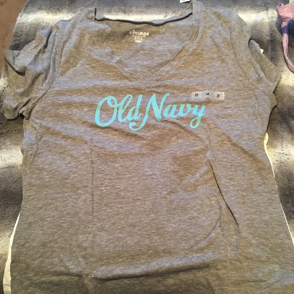 Gray w/ teal lettering old navy t-shirt